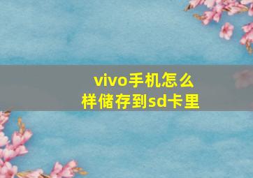 vivo手机怎么样储存到sd卡里