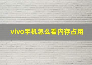 vivo手机怎么看内存占用