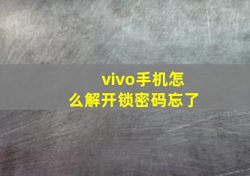 vivo手机怎么解开锁密码忘了