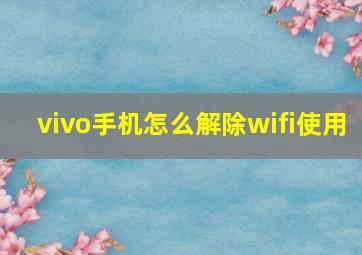 vivo手机怎么解除wifi使用