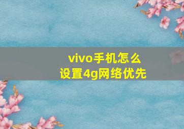 vivo手机怎么设置4g网络优先