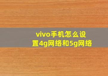 vivo手机怎么设置4g网络和5g网络