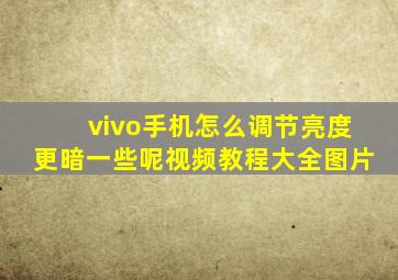 vivo手机怎么调节亮度更暗一些呢视频教程大全图片