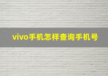 vivo手机怎样查询手机号