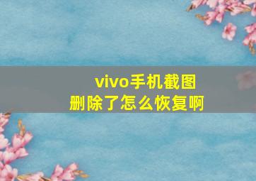 vivo手机截图删除了怎么恢复啊