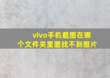 vivo手机截图在哪个文件夹里面找不到图片