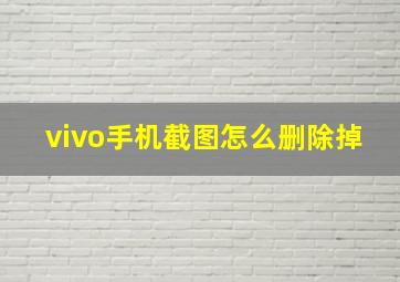 vivo手机截图怎么删除掉