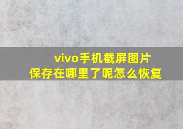 vivo手机截屏图片保存在哪里了呢怎么恢复