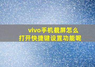 vivo手机截屏怎么打开快捷键设置功能呢