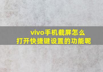 vivo手机截屏怎么打开快捷键设置的功能呢