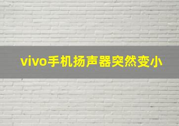 vivo手机扬声器突然变小