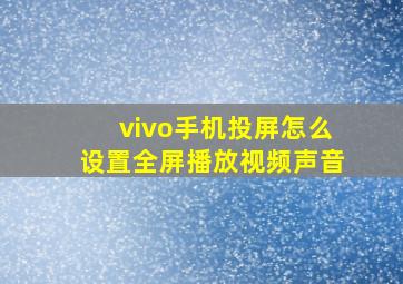 vivo手机投屏怎么设置全屏播放视频声音