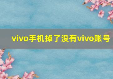 vivo手机掉了没有vivo账号