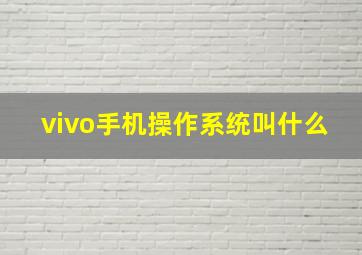 vivo手机操作系统叫什么