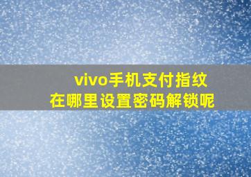 vivo手机支付指纹在哪里设置密码解锁呢