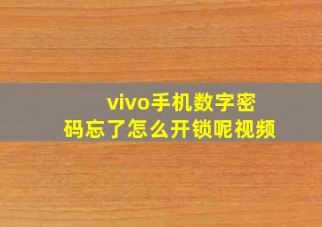 vivo手机数字密码忘了怎么开锁呢视频