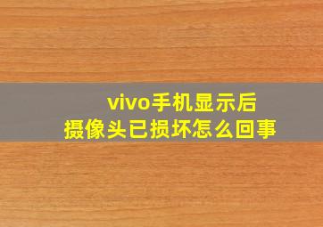 vivo手机显示后摄像头已损坏怎么回事