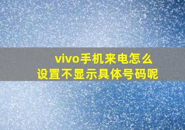 vivo手机来电怎么设置不显示具体号码呢