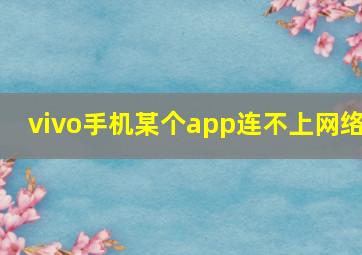 vivo手机某个app连不上网络