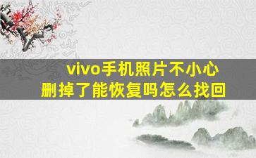 vivo手机照片不小心删掉了能恢复吗怎么找回