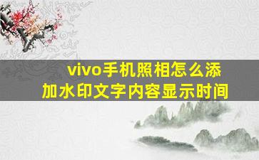 vivo手机照相怎么添加水印文字内容显示时间