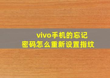 vivo手机的忘记密码怎么重新设置指纹