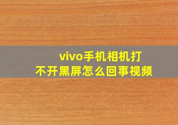 vivo手机相机打不开黑屏怎么回事视频