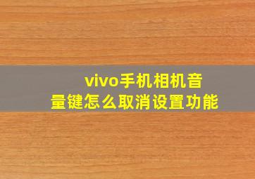 vivo手机相机音量键怎么取消设置功能