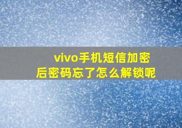 vivo手机短信加密后密码忘了怎么解锁呢