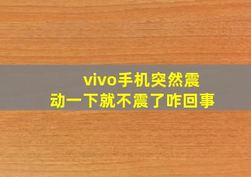 vivo手机突然震动一下就不震了咋回事