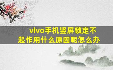 vivo手机竖屏锁定不起作用什么原因呢怎么办