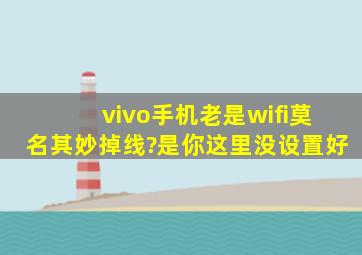 vivo手机老是wifi莫名其妙掉线?是你这里没设置好