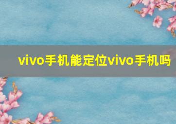 vivo手机能定位vivo手机吗