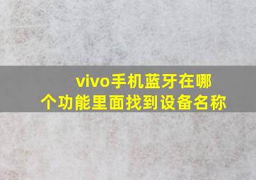 vivo手机蓝牙在哪个功能里面找到设备名称