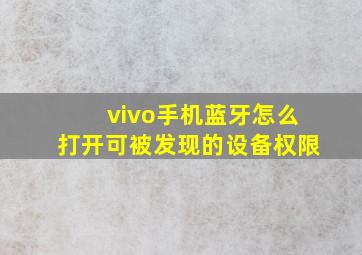 vivo手机蓝牙怎么打开可被发现的设备权限