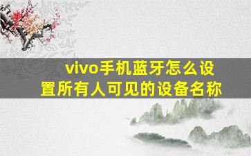 vivo手机蓝牙怎么设置所有人可见的设备名称