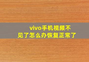 vivo手机视频不见了怎么办恢复正常了