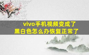 vivo手机视频变成了黑白色怎么办恢复正常了