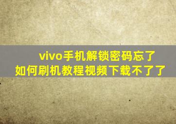 vivo手机解锁密码忘了如何刷机教程视频下载不了了