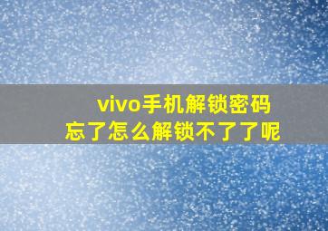 vivo手机解锁密码忘了怎么解锁不了了呢