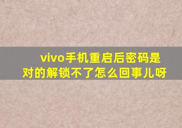 vivo手机重启后密码是对的解锁不了怎么回事儿呀