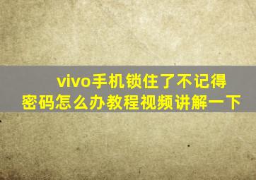 vivo手机锁住了不记得密码怎么办教程视频讲解一下