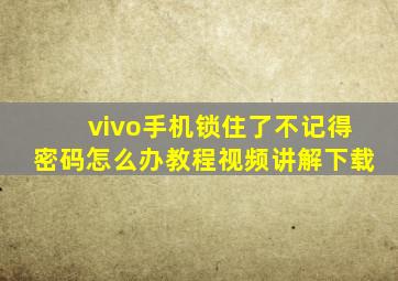 vivo手机锁住了不记得密码怎么办教程视频讲解下载