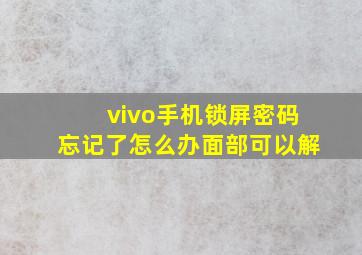 vivo手机锁屏密码忘记了怎么办面部可以解