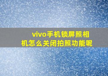 vivo手机锁屏照相机怎么关闭拍照功能呢