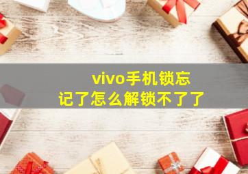 vivo手机锁忘记了怎么解锁不了了