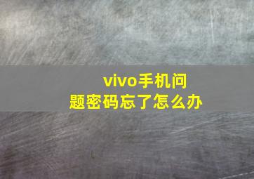 vivo手机问题密码忘了怎么办