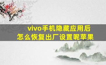 vivo手机隐藏应用后怎么恢复出厂设置呢苹果