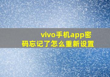 vivo手机app密码忘记了怎么重新设置