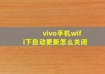 vivo手机wifi下自动更新怎么关闭